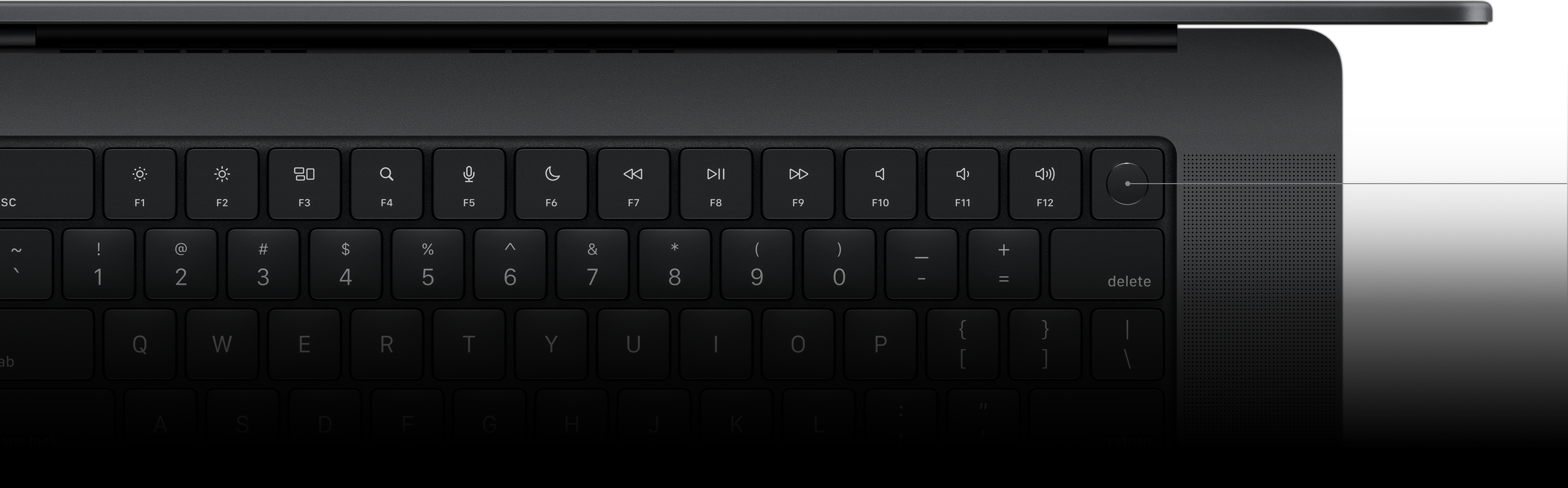Pointer, der auf die Touch ID Taste auf dem Magic Keyboard zeigt.