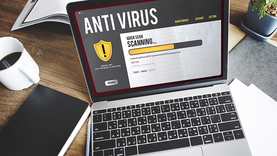 Foto Antivirussoftware in der IT-Security.
